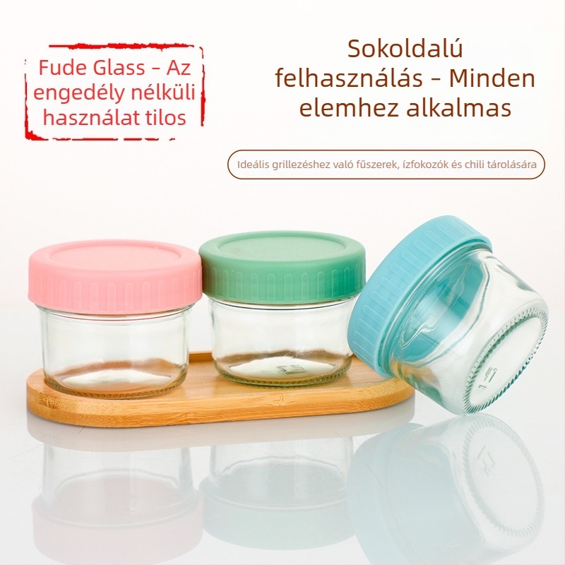 Mini 100 ml üveg élelmiszer-tároláshoz, zárt kupakkal, gyermekek számára, lekvár és méz