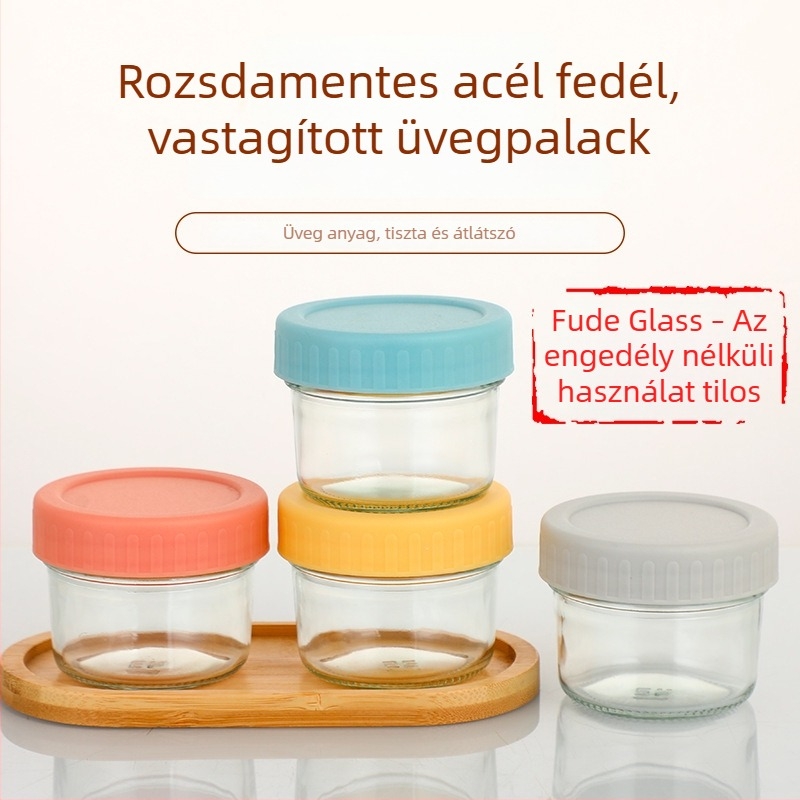 Mini 100 ml üveg élelmiszer-tároláshoz, zárt kupakkal, gyermekek számára, lekvár és méz