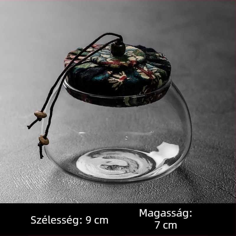 Kínai stílusú vintage kerámia teás tartó, zárható tároló zöld és fekete tea számára
