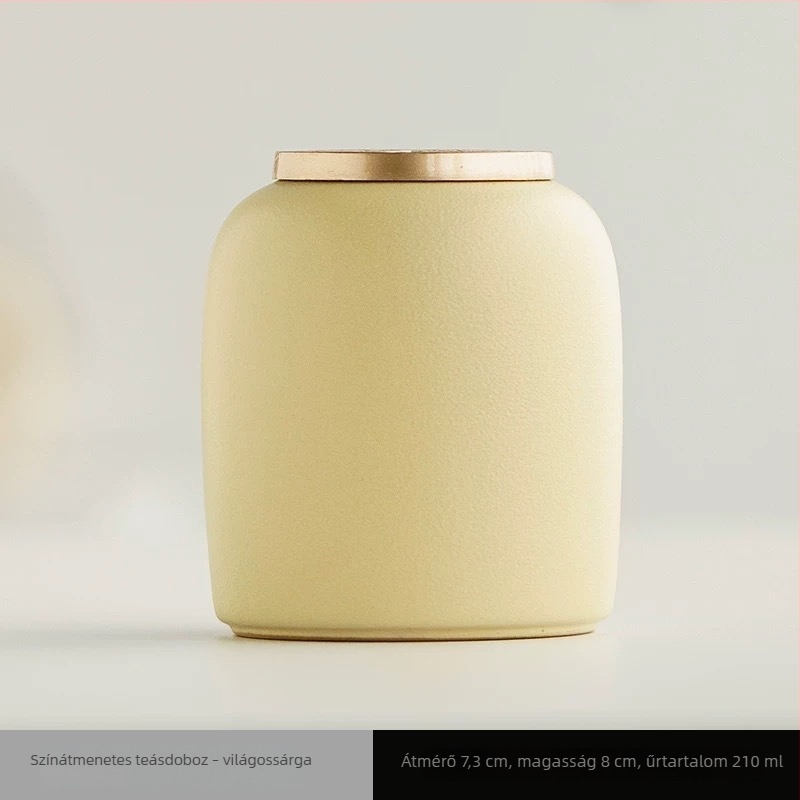 Kerámia mini teásdoboz gradient színnel, Pu'er, vörös, zöld és fehér tea levelekhez, Longjing — lezárt teásdoboz logóval