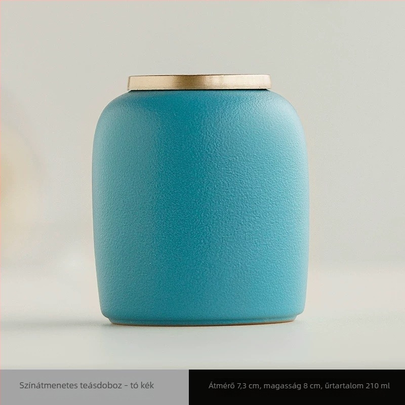 Kerámia mini teásdoboz gradient színnel, Pu'er, vörös, zöld és fehér tea levelekhez, Longjing — lezárt teásdoboz logóval