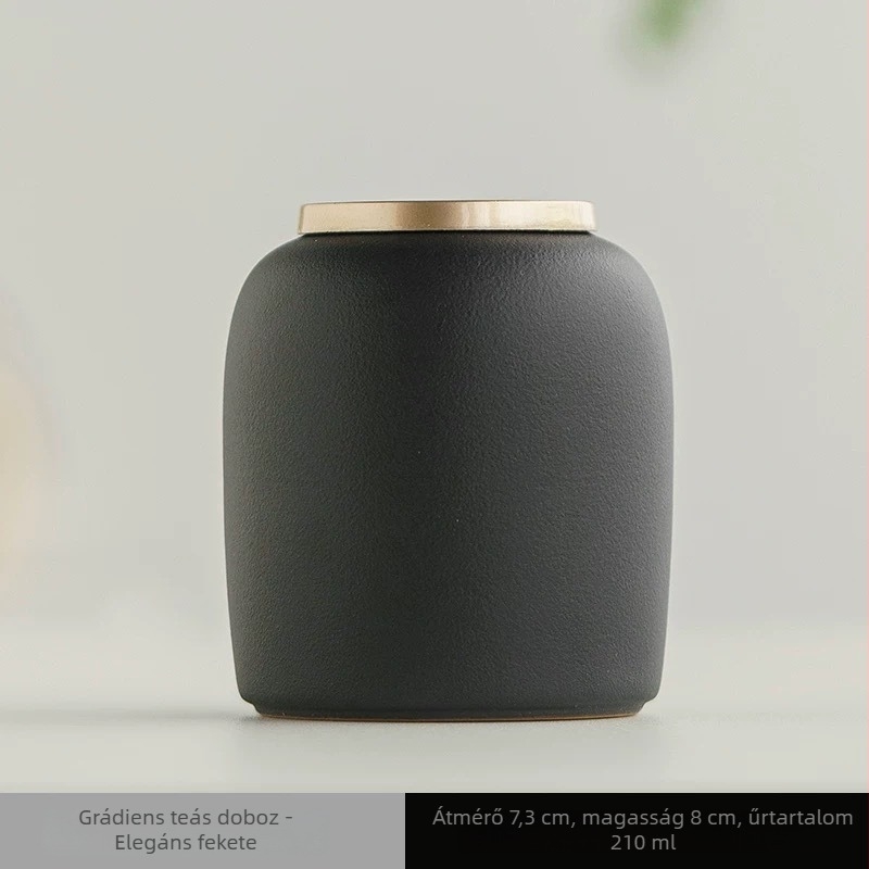 Kerámia mini teásdoboz gradient színnel, Pu'er, vörös, zöld és fehér tea levelekhez, Longjing — lezárt teásdoboz logóval