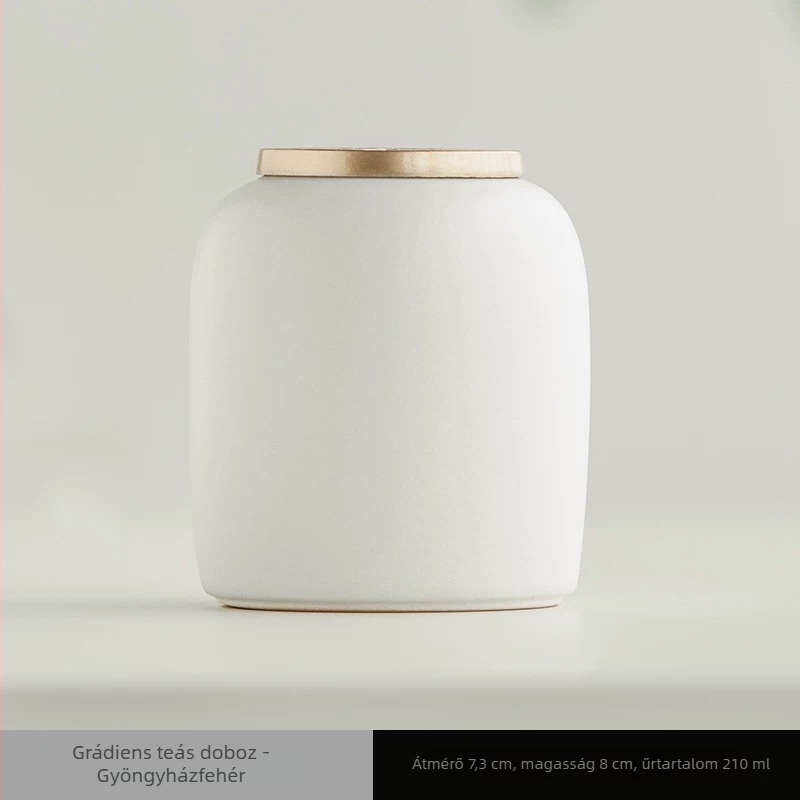 Kerámia mini teásdoboz gradient színnel, Pu'er, vörös, zöld és fehér tea levelekhez, Longjing — lezárt teásdoboz logóval