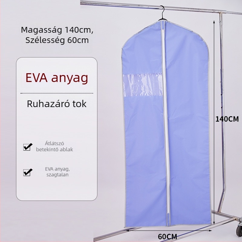 Átlátszó EVA anyagú ruhatároló a kosztümök számára, felakasztható, nedvességálló és szagtalan.
