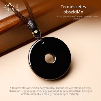 Putuo Mountain természetes obsidián medál, zodiákus jel, talizmán