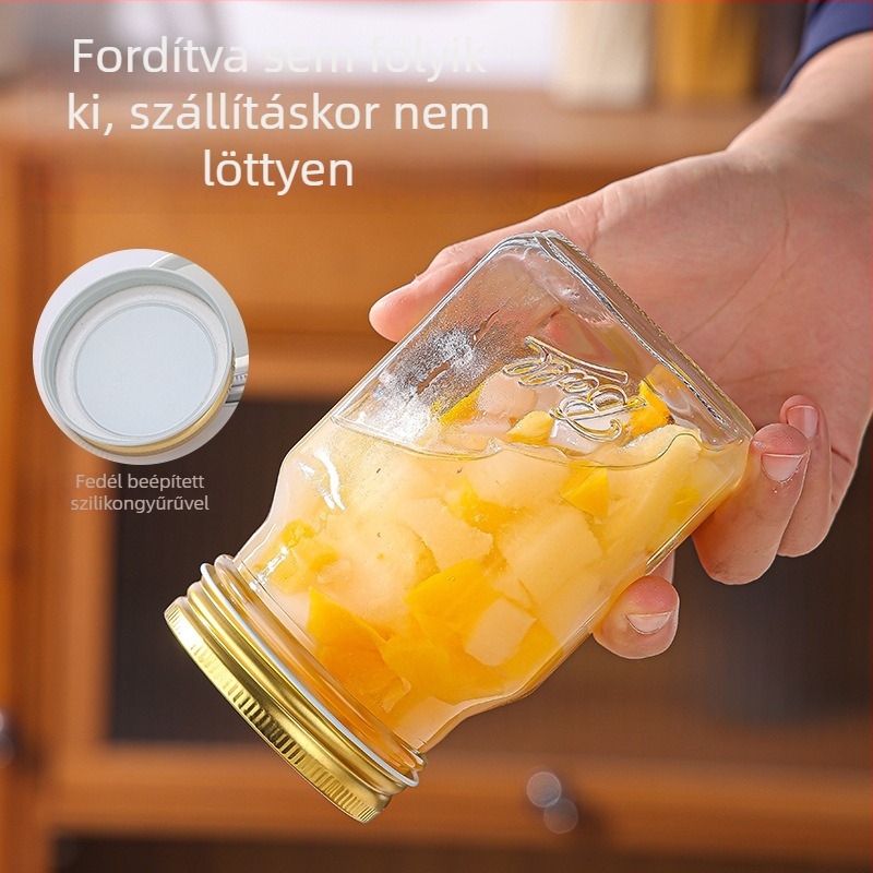 Zárt üveg tárolóedény, nyolcszögletű Mason üveg lekvárhoz, gyümölcsös befőzéshez és savanyúsághoz, 301–500 ml