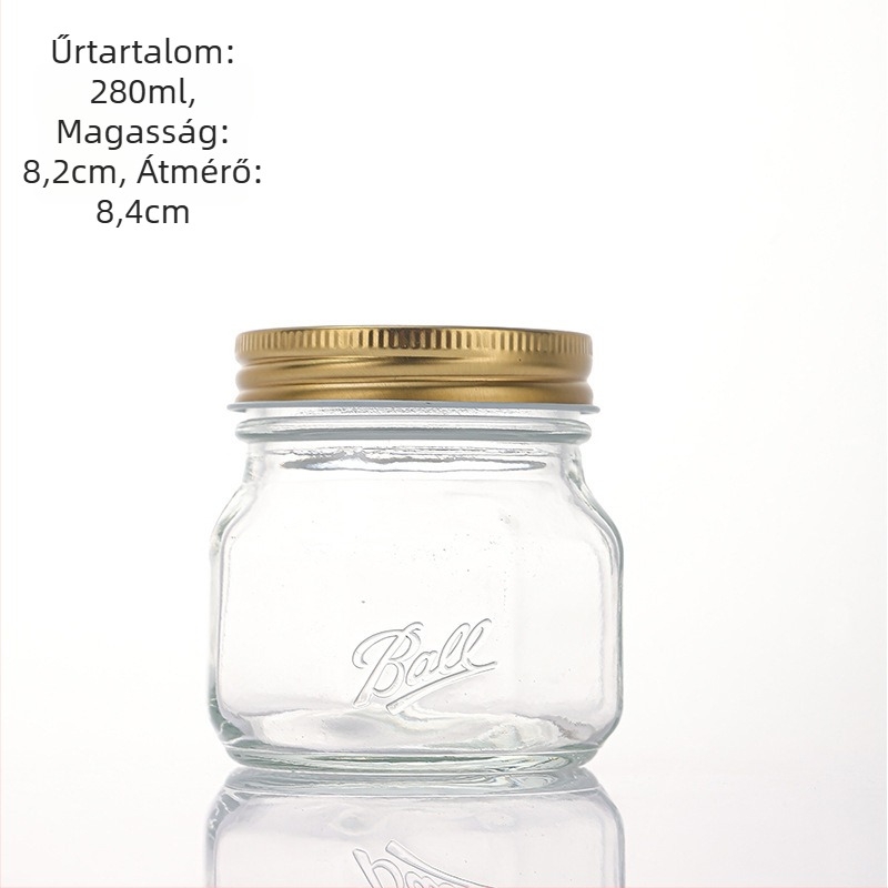 Zárt üveg tárolóedény, nyolcszögletű Mason üveg lekvárhoz, gyümölcsös befőzéshez és savanyúsághoz, 301–500 ml