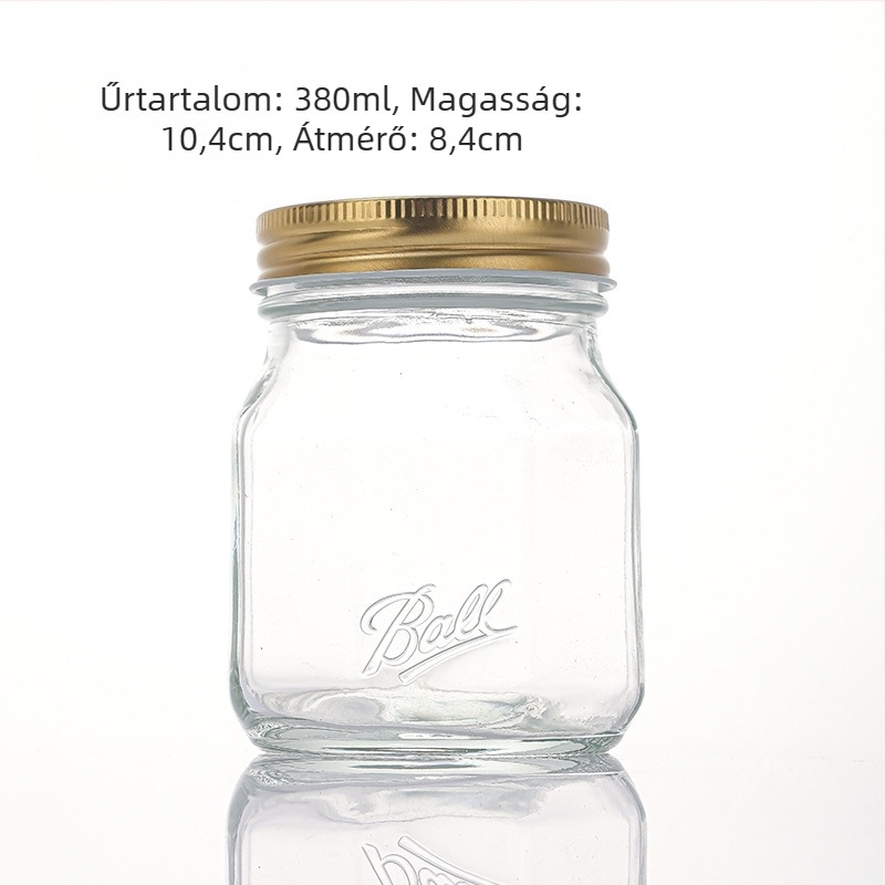 Zárt üveg tárolóedény, nyolcszögletű Mason üveg lekvárhoz, gyümölcsös befőzéshez és savanyúsághoz, 301–500 ml
