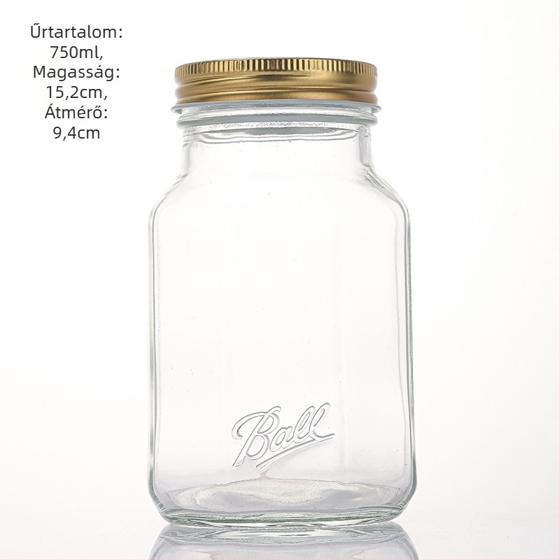Zárt üveg tárolóedény, nyolcszögletű Mason üveg lekvárhoz, gyümölcsös befőzéshez és savanyúsághoz, 301–500 ml