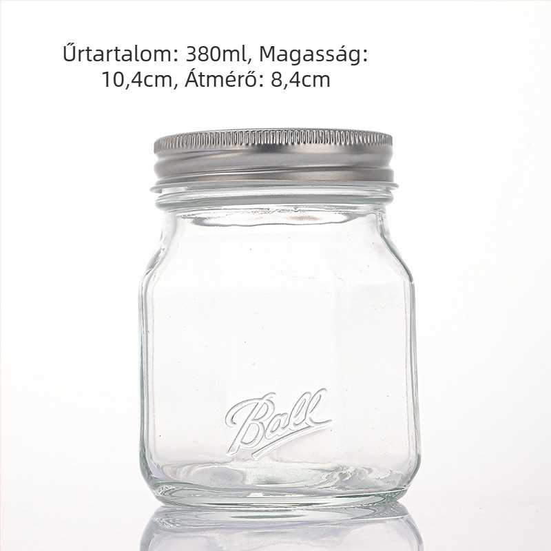 Zárt üveg tárolóedény, nyolcszögletű Mason üveg lekvárhoz, gyümölcsös befőzéshez és savanyúsághoz, 301–500 ml
