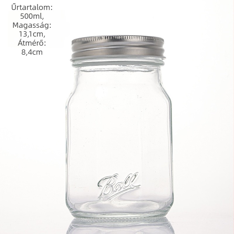 Zárt üveg tárolóedény, nyolcszögletű Mason üveg lekvárhoz, gyümölcsös befőzéshez és savanyúsághoz, 301–500 ml