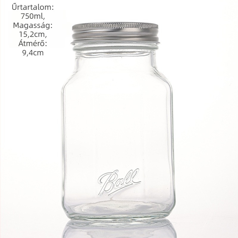 Zárt üveg tárolóedény, nyolcszögletű Mason üveg lekvárhoz, gyümölcsös befőzéshez és savanyúsághoz, 301–500 ml