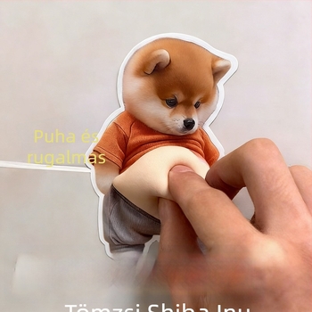 3D Shiba Inu ajtóvédő matrica: ütközésgátló kilincsvédő csík, szilikon falvédő, nyom nélkül párnázó párna