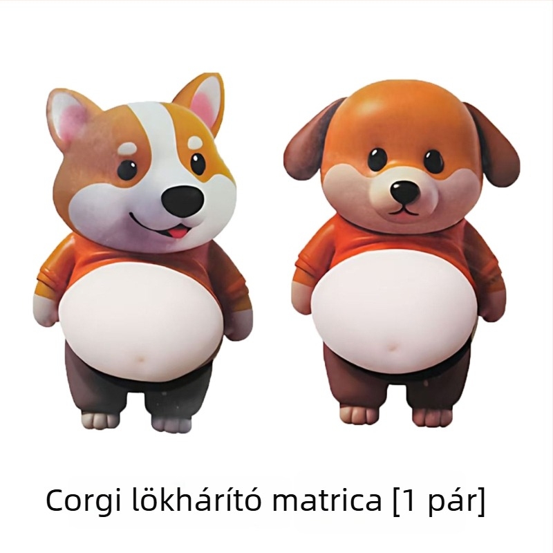 3D Shiba Inu ajtóvédő matrica: ütközésgátló kilincsvédő csík, szilikon falvédő, nyom nélkül párnázó párna