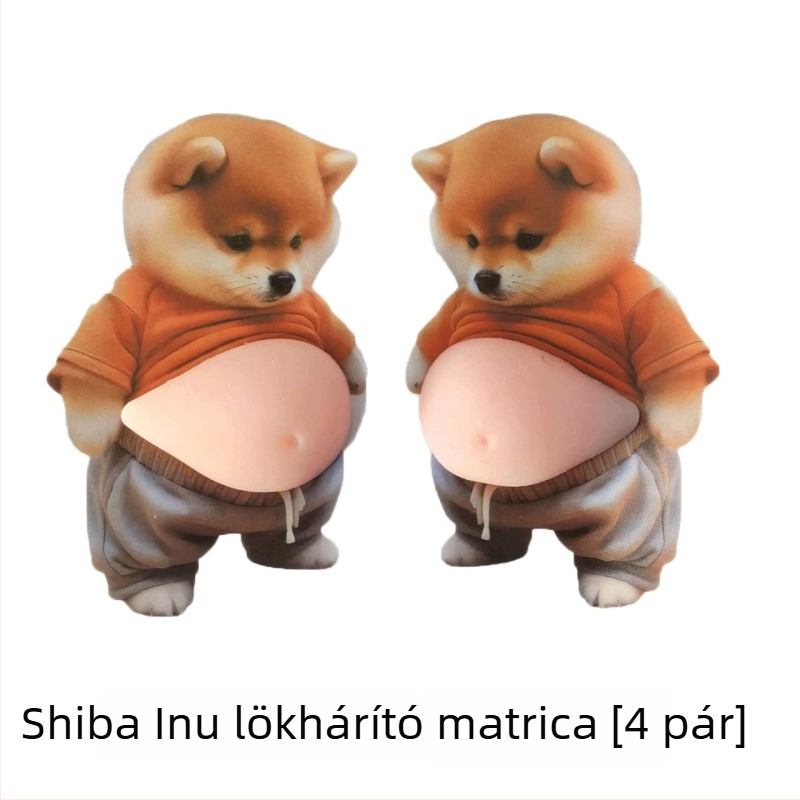 3D Shiba Inu ajtóvédő matrica: ütközésgátló kilincsvédő csík, szilikon falvédő, nyom nélkül párnázó párna