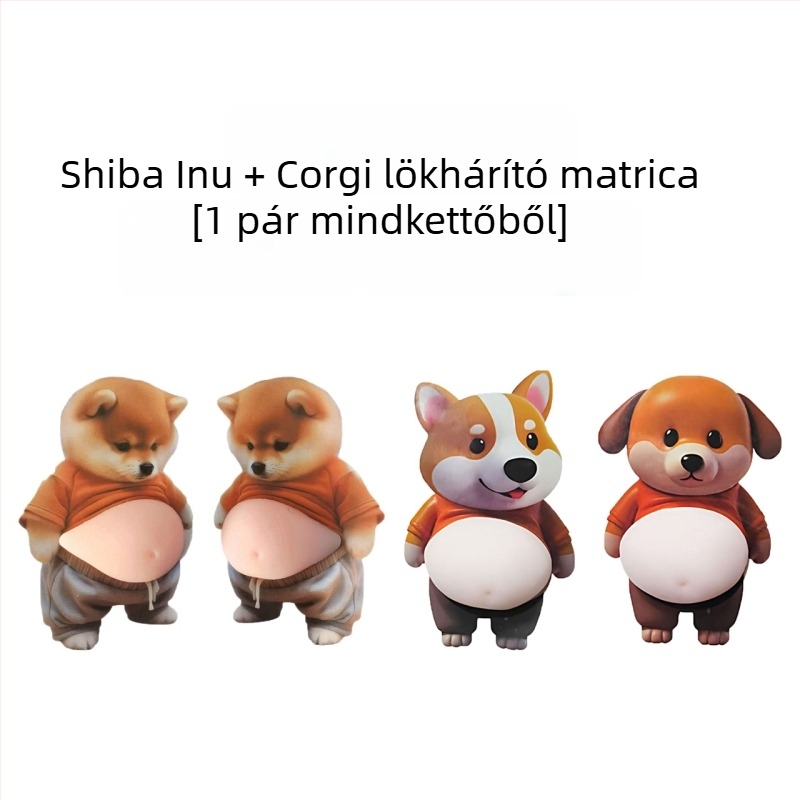 3D Shiba Inu ajtóvédő matrica: ütközésgátló kilincsvédő csík, szilikon falvédő, nyom nélkül párnázó párna