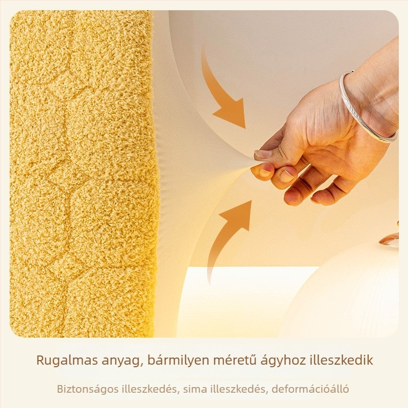 Fejtámlát takaró huzat kétágyas ágyhoz, bőrbarát, porvédő, rajzolt mintás, krémfehér színben, vastagított anyag