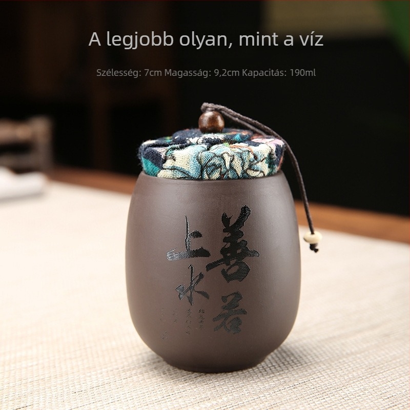 Lila agyagból készült teás tartály, kis méretű, nedvességzáró, Pu'erhez, fekete és fehér tea tárolására, hordozható