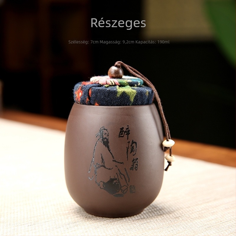 Lila agyagból készült teás tartály, kis méretű, nedvességzáró, Pu'erhez, fekete és fehér tea tárolására, hordozható