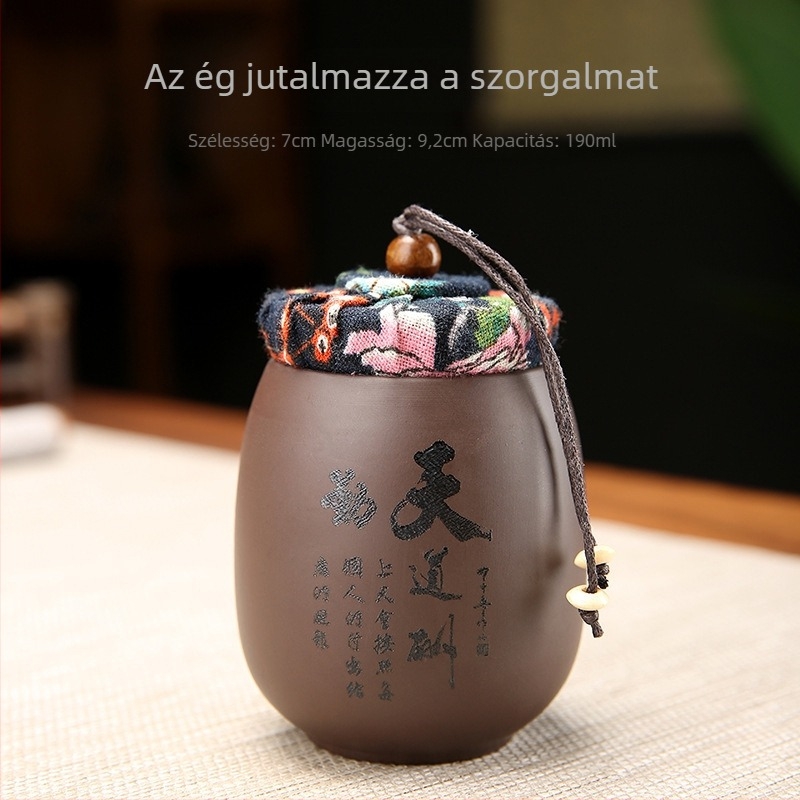 Lila agyagból készült teás tartály, kis méretű, nedvességzáró, Pu'erhez, fekete és fehér tea tárolására, hordozható