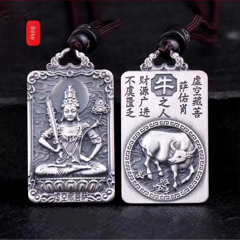 S999 tiszta ezüst zodiákus medál nyolc védőistennel, a születési év Buddhájának talizmánja, nyaklánc