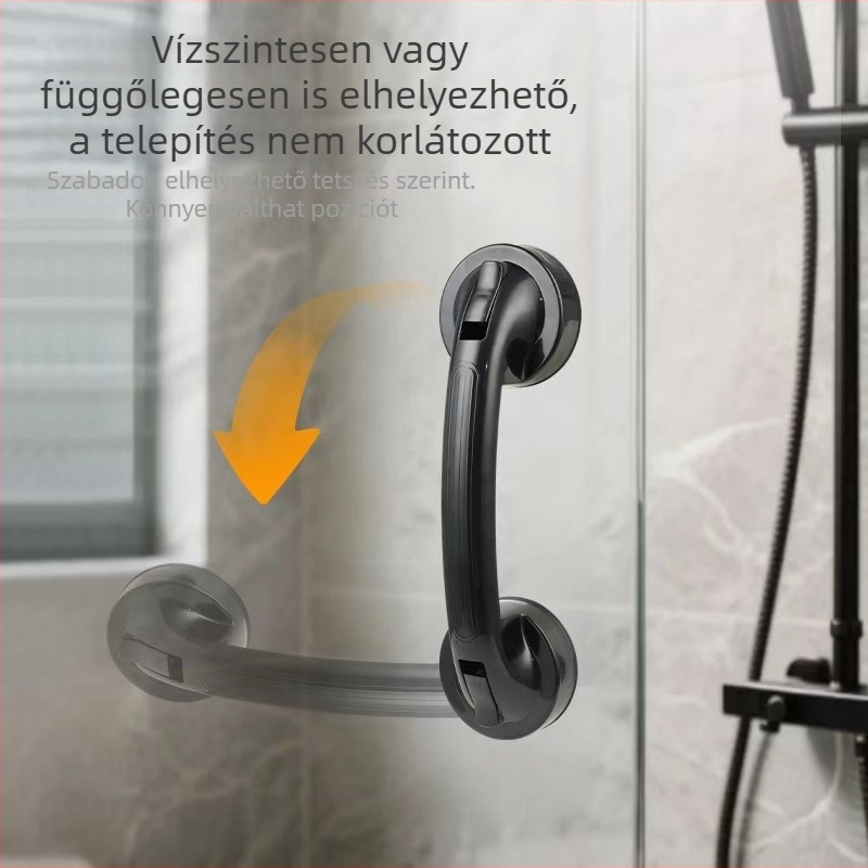 Szívócsukló fogantyú belső ajtókhoz – fúrás nélkül, üveg tolóajtókhoz, szekrényekhez és zuhanyzókhoz; ABS anyag, elektroplatált felület; Modell WJ2024022001