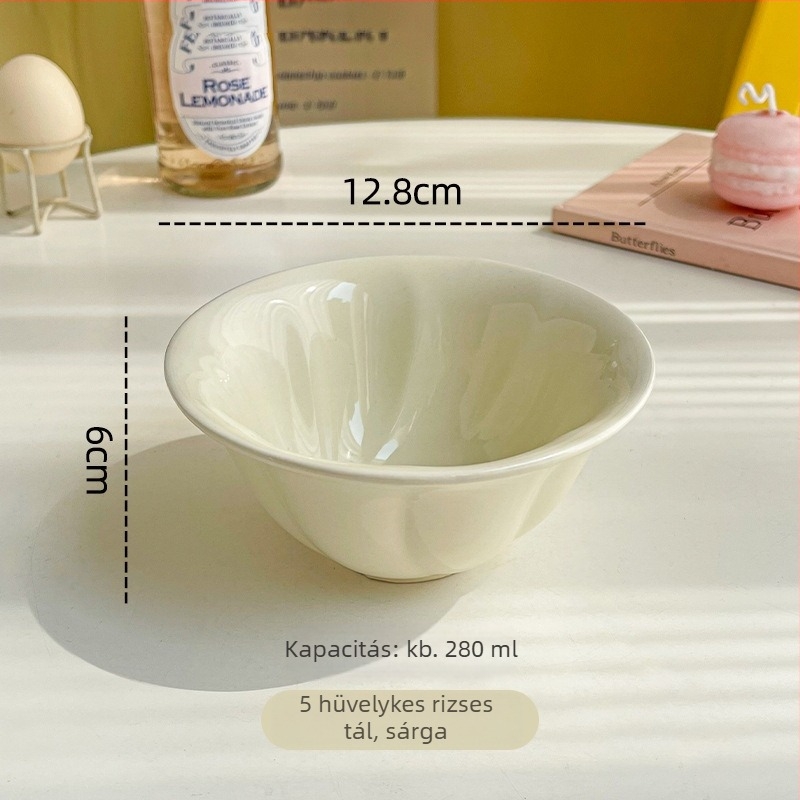 Francia stílusú virágos Dopamin kerámia étkészlet: tányérok, rizstálak, gyümölcstálak, fehér porcelán
