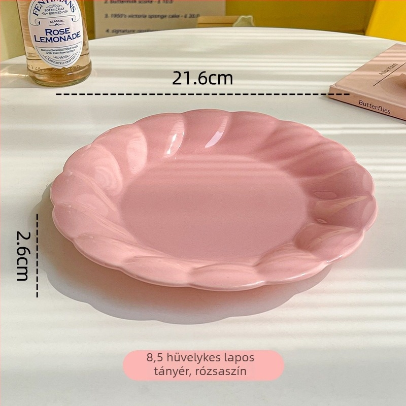 Francia stílusú virágos Dopamin kerámia étkészlet: tányérok, rizstálak, gyümölcstálak, fehér porcelán