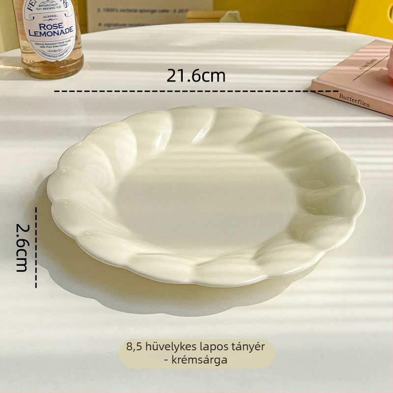 Francia stílusú virágos Dopamin kerámia étkészlet: tányérok, rizstálak, gyümölcstálak, fehér porcelán