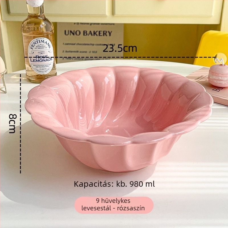 Francia stílusú virágos Dopamin kerámia étkészlet: tányérok, rizstálak, gyümölcstálak, fehér porcelán