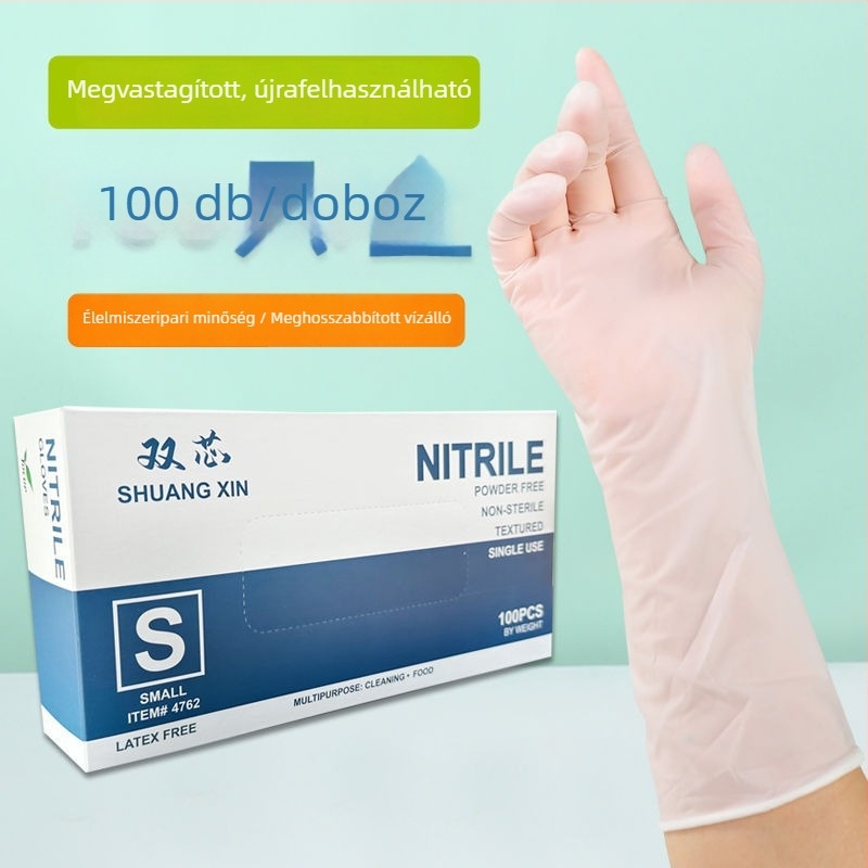 Nitril egyszer használatos mosogató kesztyűk, meghosszabbított hosszúságú, ultra vékony és strapabíró, élelmiszer-biztonsági minőség, vízálló, csúszásmentes