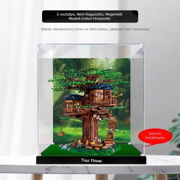 LEGO Tree House 21318 bemutató doboz, átlátszó porvédő fedéllel