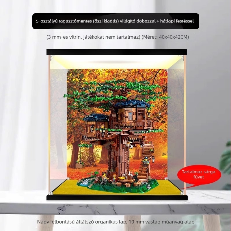 LEGO Tree House 21318 bemutató doboz, átlátszó porvédő fedéllel