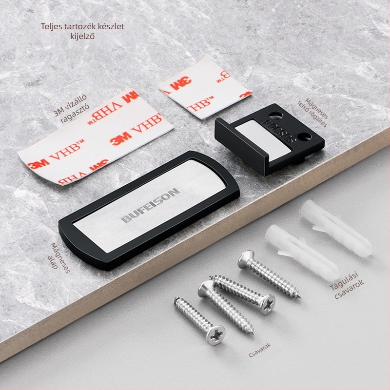 Üvegajtó padló-szívó, fúrás nélküli telepítés, erős mágneses ütközésgátló ajtóstop, modern minimál dizájn