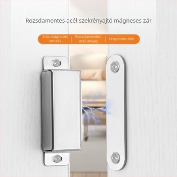 Rozsdamentes acél szekrényajtó mágneszár üveges ajtókhoz, erős magnet, bútorhardver
