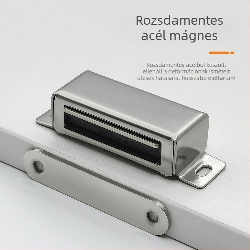 Rozsdamentes acél szekrényajtó mágneszár üveges ajtókhoz, erős magnet, bútorhardver