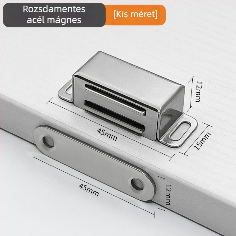 Rozsdamentes acél szekrényajtó mágneszár üveges ajtókhoz, erős magnet, bútorhardver