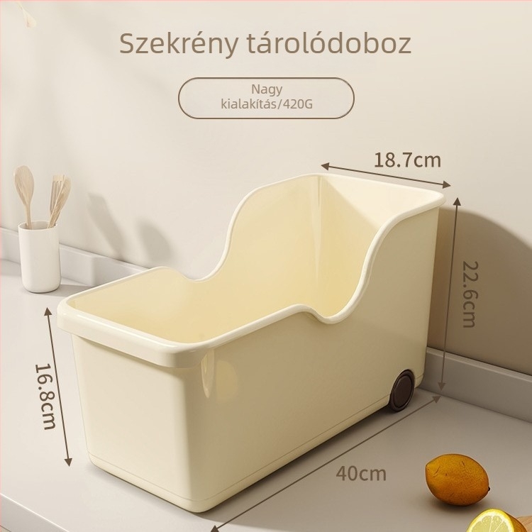 Görgős konyhai tároló doboz – mobil, fedőknek és edényeknek rendezője