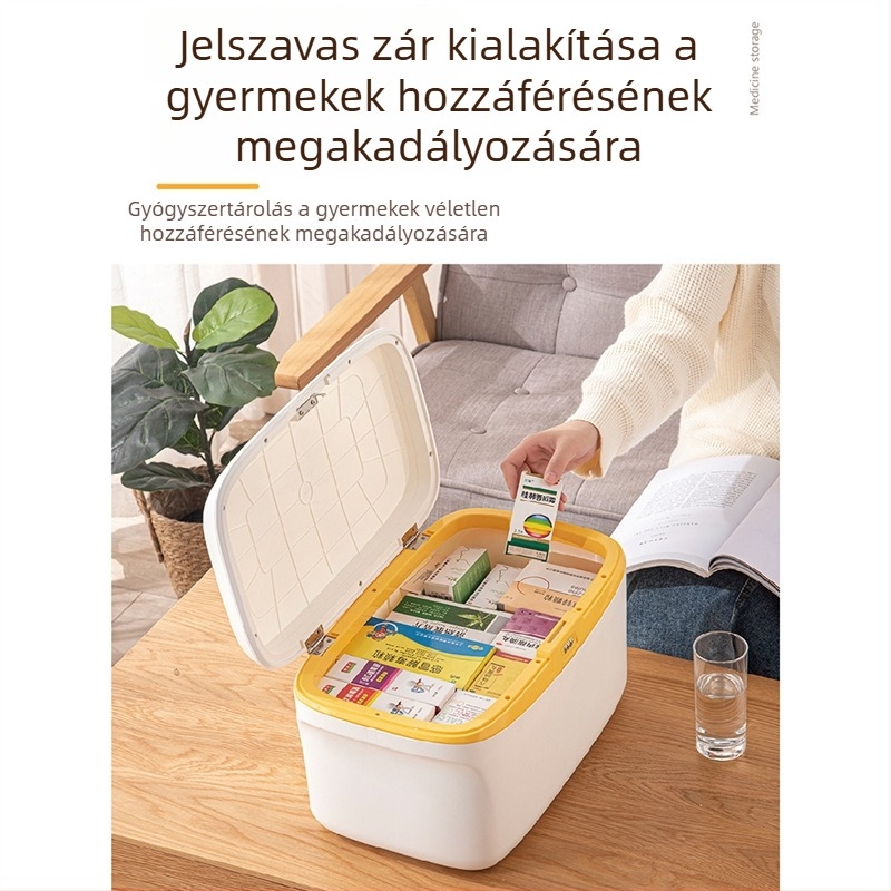 Zárható tároló doboz dokumentumok és gyógyszerek számára otthoni használatra