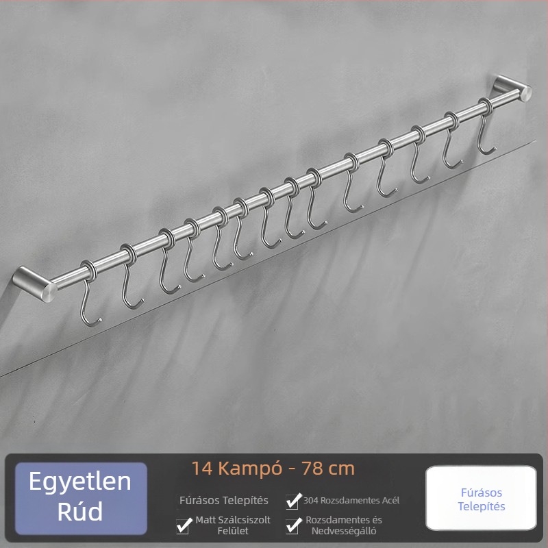 304 rozsdamentes acélból készült falra szerelhető konyhai akasztó- és vágódeszka-tároló, modern minimalist stílusban