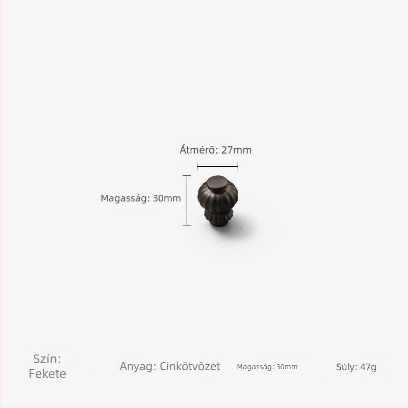 Skandináv stílusú arany tök alakú szekrényfogantyú, modern minimalista fekete felülettel