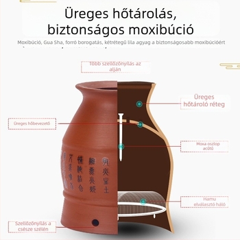 Kétrétegű lila agyagból készült moxibustion tartály, kerámia