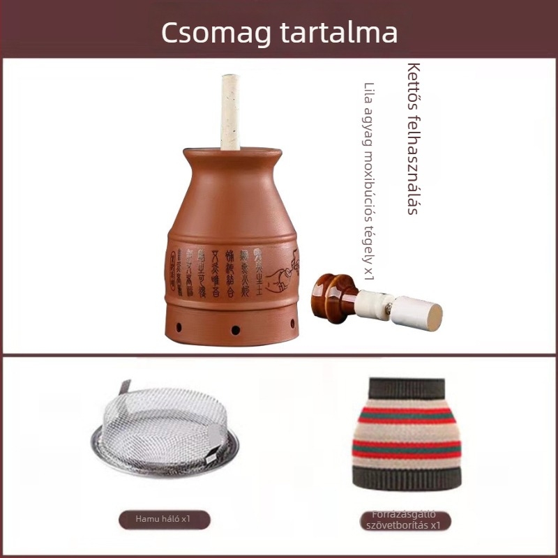 Kétrétegű lila agyagból készült moxibustion tartály, kerámia