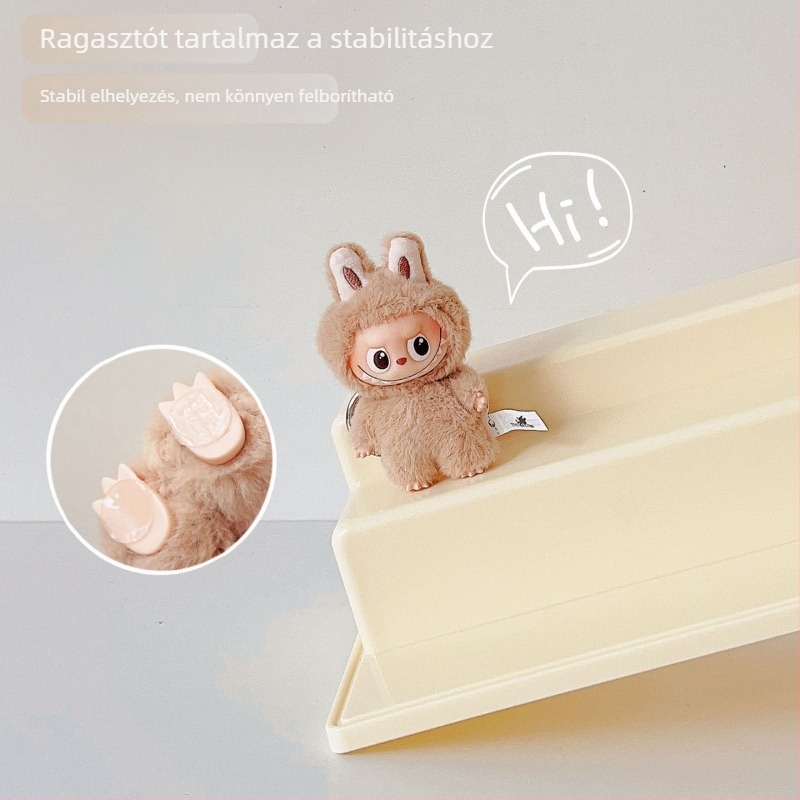 Labubu átlátszó kiállítási doboz fedéllel, akrilból készült babavitrín