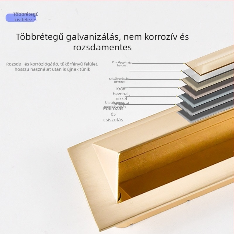 Beépített rejtett fogantyú ruhásszekrényhez, csúszó ajtókhoz és fiókokhoz