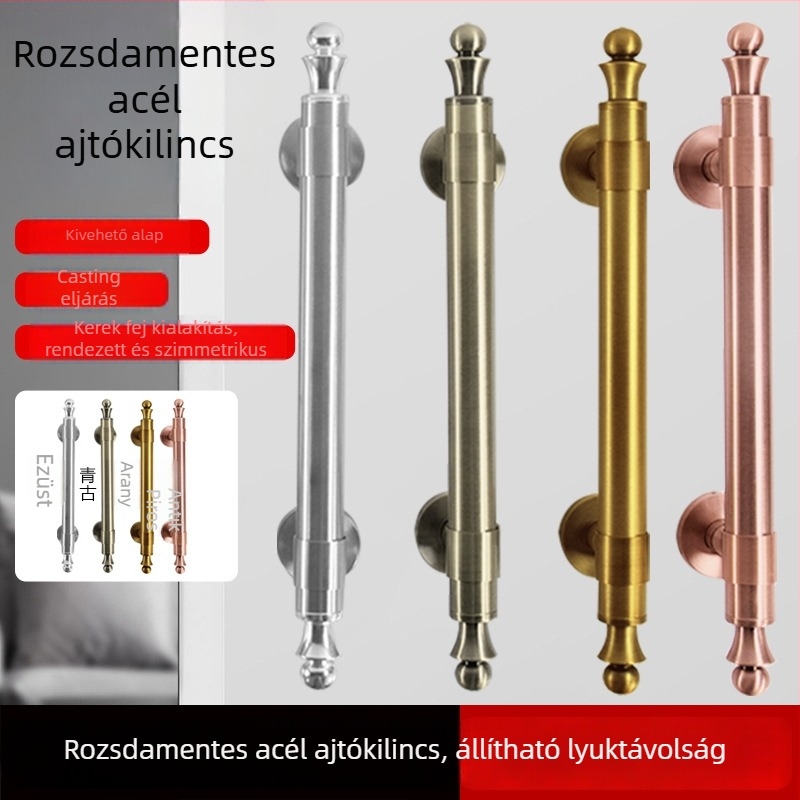 Rozsdamentes acélból készült szekrényajtó fogantyú – modern minimalista kialakítás, arany árnyalat, egylyukas rögzítés