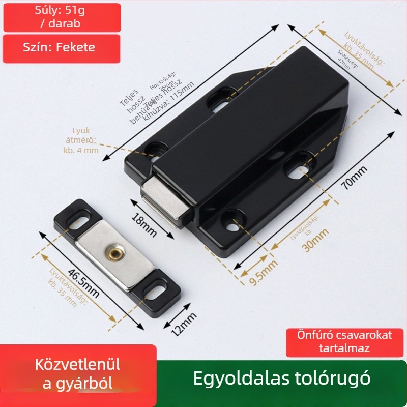 Egyszerű mágneses ajtózár egyajtós szekrényekhez és vitrinekhez