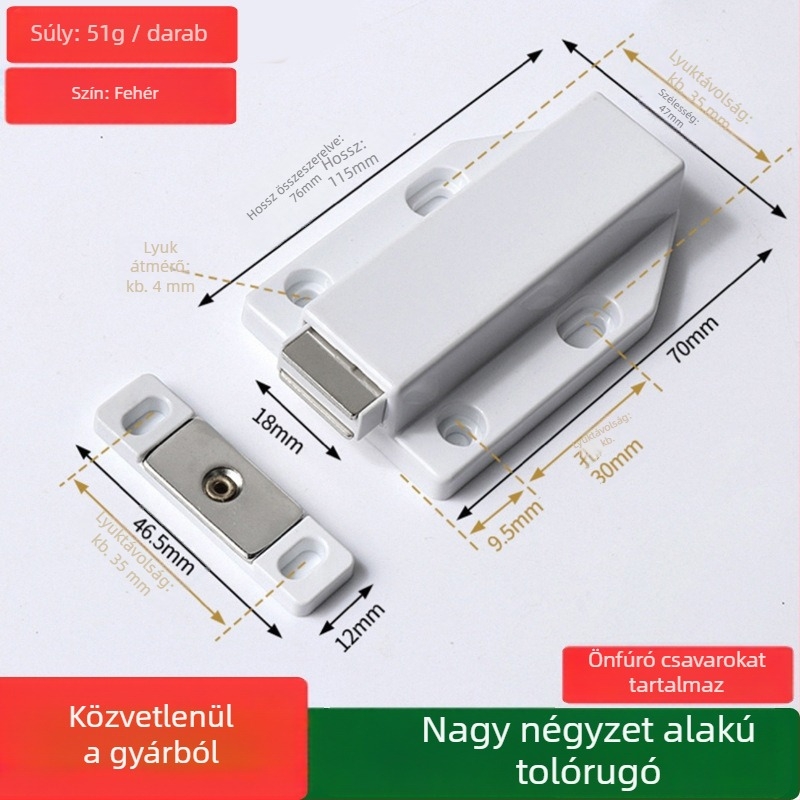 Egyszerű mágneses ajtózár egyajtós szekrényekhez és vitrinekhez