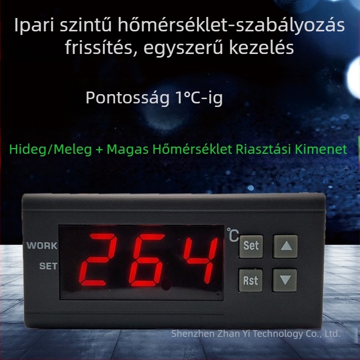 ZY-9010G ipari digitális hőmérséklet-vezérlő K-típusú termopárral, magashőmérsékleti riasztás és hőmérséklet-szabályozás, beépített kivitel