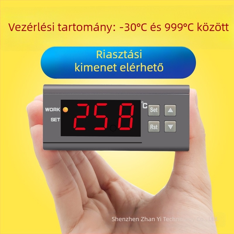 ZY-9010G ipari digitális hőmérséklet-vezérlő K-típusú termopárral, magashőmérsékleti riasztás és hőmérséklet-szabályozás, beépített kivitel